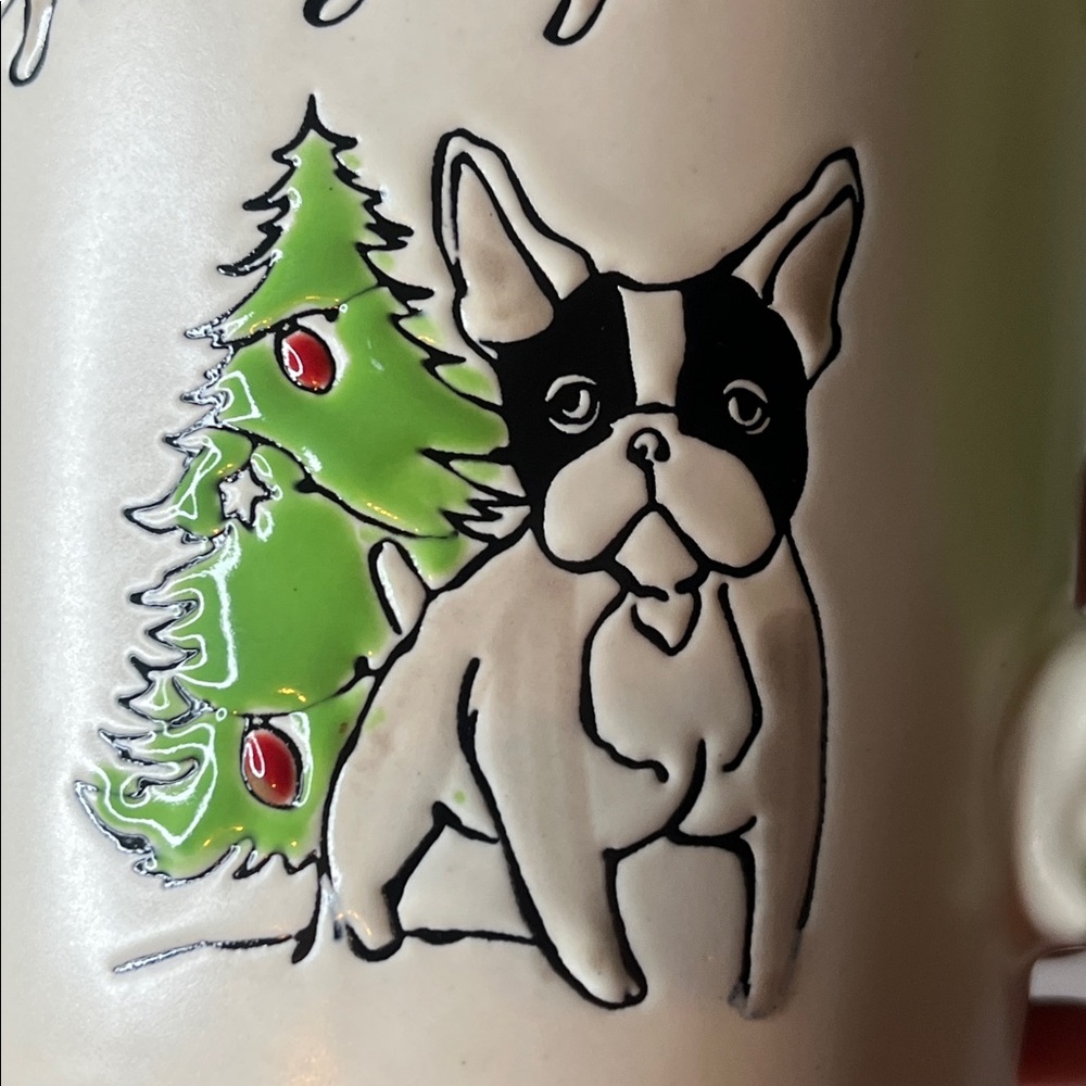 Festive Dog Mug with Green Handle Handmade NWT - Picture 13 of 15